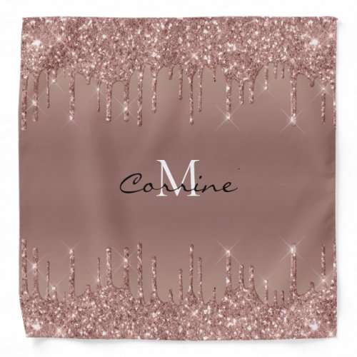 Metallic Rose Gold Glitter Dripping Icing Monogram Bandana