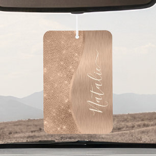 Metallic Rose Gold Glitter Personalized Air Freshener