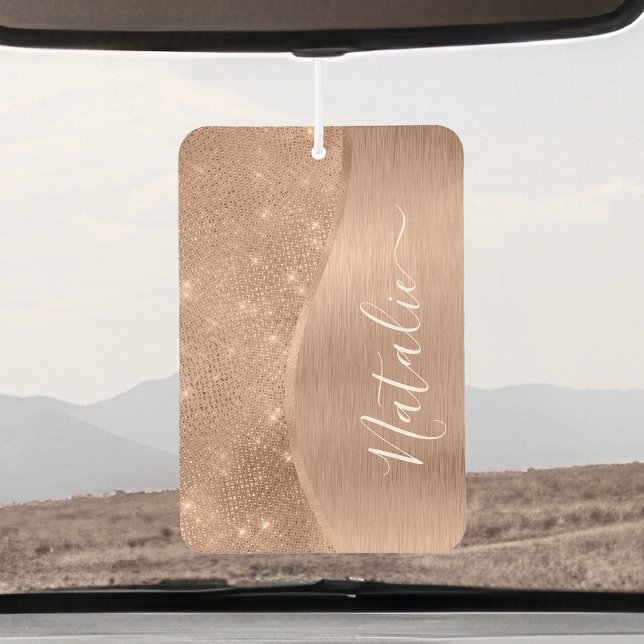 Metallic Rose Gold Glitter Personalized Air Freshener (Creator Uploaded)