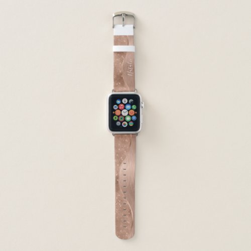 Metallic Rose Gold Glitter Personalized  Apple Watch Band