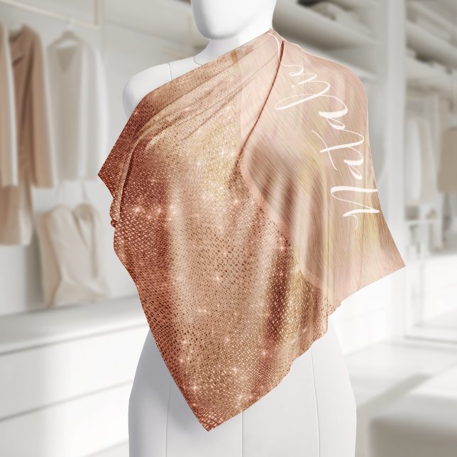 Metallic Rose Gold Glitter Personalized Bandana (Creator Uploaded)