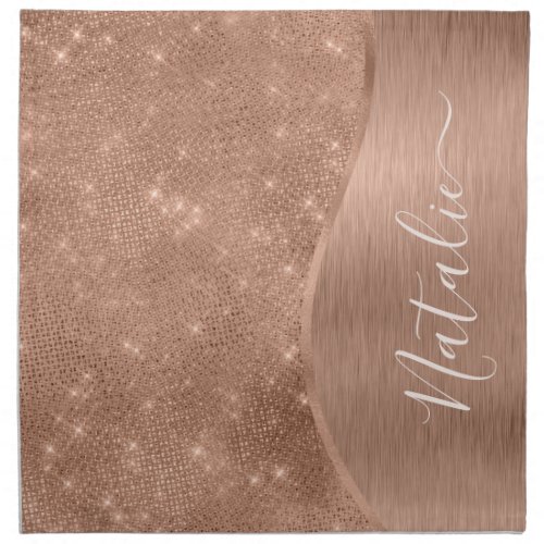 Metallic Rose Gold Glitter Personalized Cloth Napkin