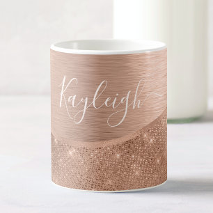 Metallic Rose Gold Glitter Personalized Coffee Mug