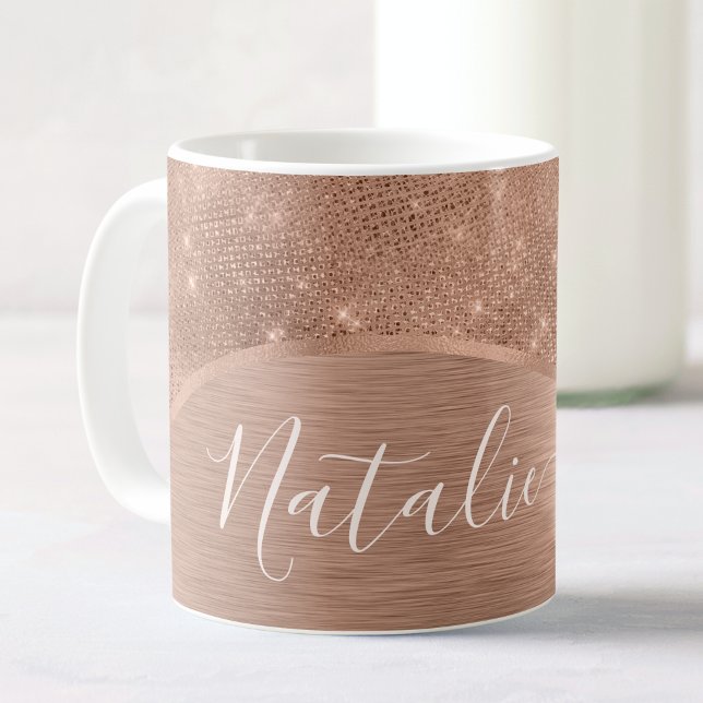 Metallic Rose Gold Glitter Personalized Coffee Mug (Creator Uploaded)