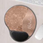 Metallic Rose Gold Glitter Personalized Gel Mouse Pad<br><div class="desc">Easily personalize this rose gold brushed metal and glamorous faux glitter patterned gel mouse pad with your own custom name.</div>