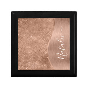 Metallic Rose Gold Glitter Personalized Gift Box