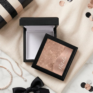 Metallic Rose Gold Glitter Personalized Gift Box