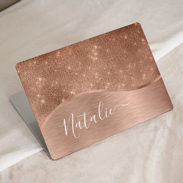 Metallic Rose Gold Glitter Personalized HP Laptop Skin (Creator Uploaded)