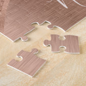 Metallic Rose Gold Glitter Personalized  Jigsaw Puzzle (Side)