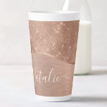 Metallic Rose Gold Glitter Personalized Latte Mug<br><div class="desc">Easily personalize this rose gold brushed metal and glamorous faux glitter patterned latte mug with your own custom name.</div>