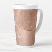 Metallic Rose Gold Glitter Personalized Latte Mug (Right Angle)