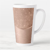 Metallic Rose Gold Glitter Personalized Latte Mug (Right)