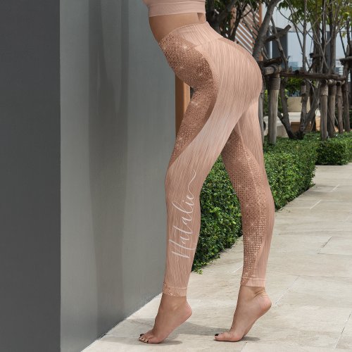 Metallic Rose Gold Glitter Personalized Leggings