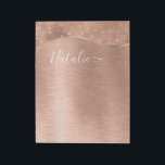 Metallic Rose Gold Glitter Personalized Notepad<br><div class="desc">Easily personalize this rose gold brushed metal and glamorous faux glitter patterned notepad with your own custom name.</div>