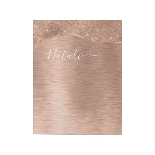 Metallic Rose Gold Glitter Personalized Notepad