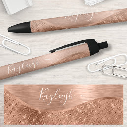 Metallic Rose Gold Glitter Personalized Pen