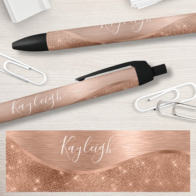 Metallic Rose Gold Glitter Personalized Pen (Creator Uploaded)
