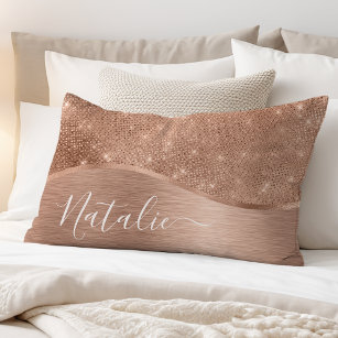 Metallic Rose Gold Glitter Personalized Pillow Case