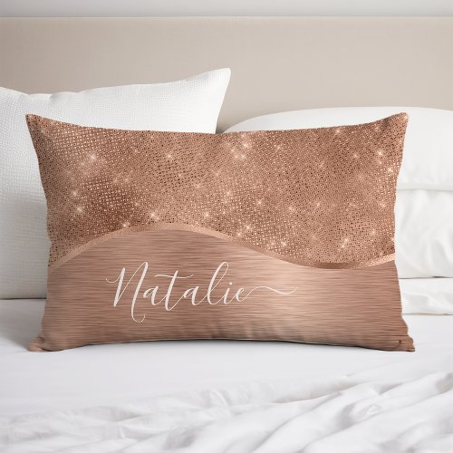 Metallic Rose Gold Glitter Personalized Pillow Case