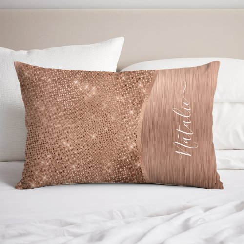 Metallic Rose Gold Glitter Personalized Pillow Case