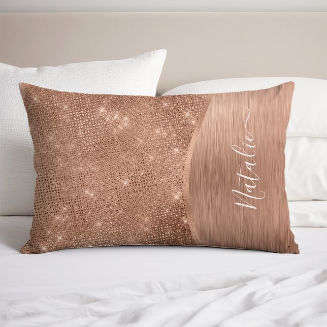 Metallic Rose Gold Glitter Personalized Pillow Case (Creator Uploaded)