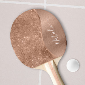 Metallic Rose Gold Glitter Personalized Ping Pong Paddle
