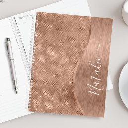 Metallic Rose Gold Glitter Personalized Planner
