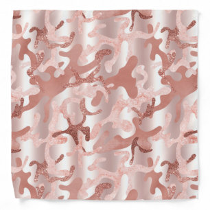 Metallic Rose Gold Glitter Pink Marble Camo Print Bandana