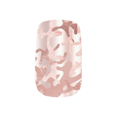Metallic Rose Gold Glitter Pink Marble Camo Print Minx Nail Art