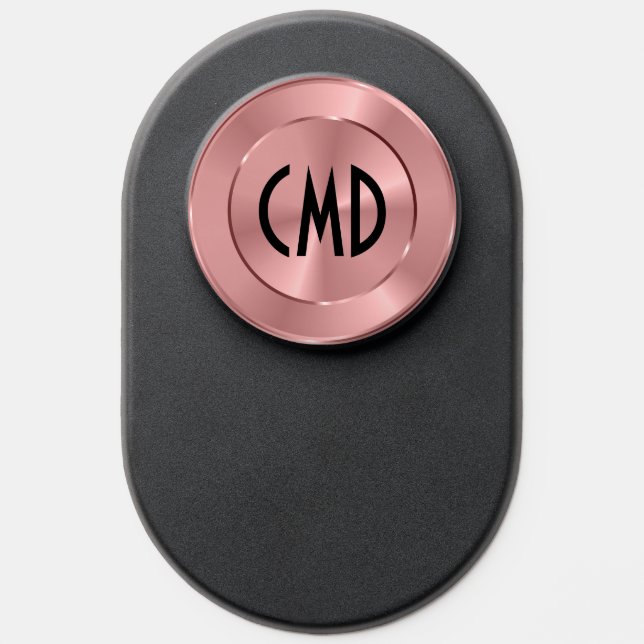 Metallic Rose Gold Medallion Custom Monogram PopSocket (Popsocket)