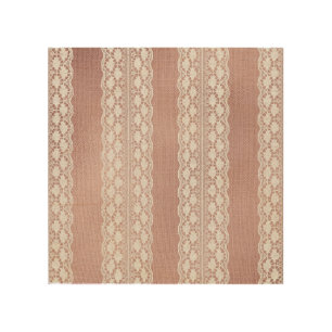 Metallic rose gold, off-white lace texture. wood wall art