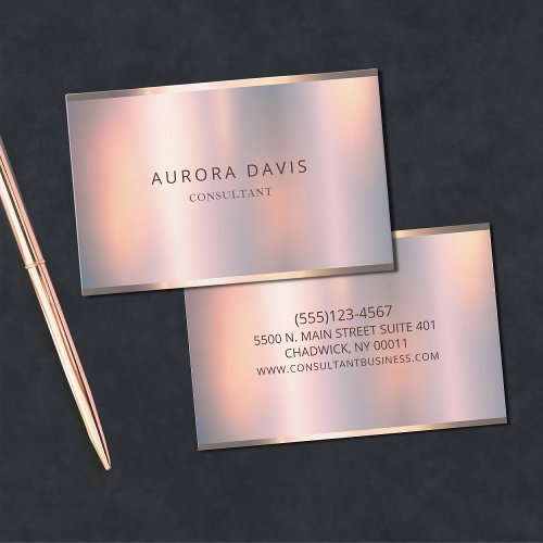 Metallic Rose Gold Shimmer Minimalist Modern Business Card