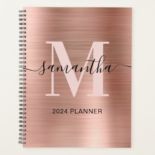 Metallic Rose Gold Signature Monogram Planner