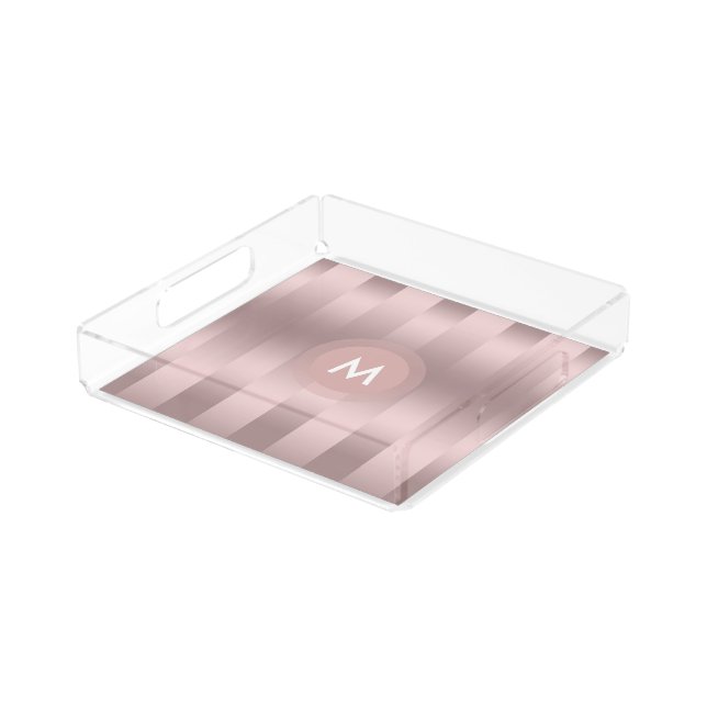 Metallic Rose-gold stripes pattern Acrylic Tray (Angled)