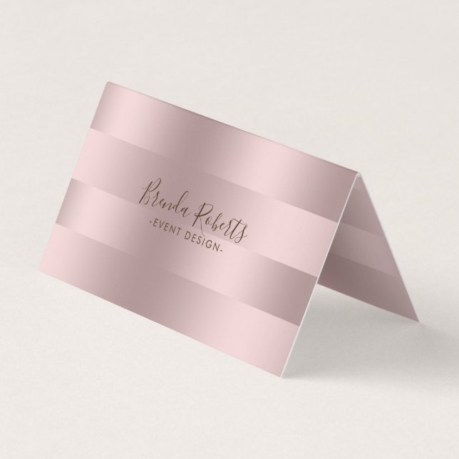 Metallic rose-gold stripes pattern business card (Front)