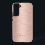 Metallic rose-gold texture, custom monogram samsung galaxy s22  case<br><div class="desc">Simple rose-gold texture with customizable monogram.</div>