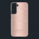 Metallic rose-gold texture, custom monogram samsung galaxy s22  case<br><div class="desc">Simple rose-gold texture with customizable monogram.</div>
