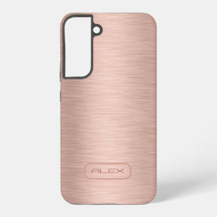 Metallic rose-gold texture, custom monogram samsung galaxy s22+ case