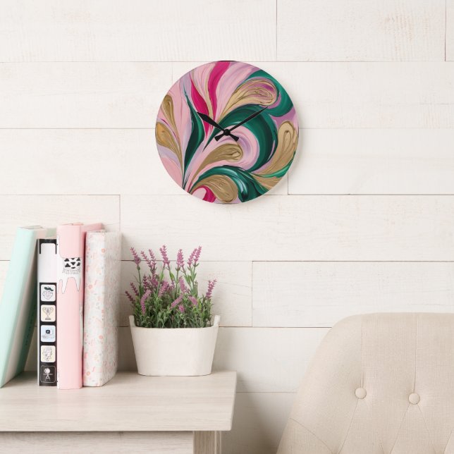 Metallic Rose Whirl Large Clock (Reading Room)