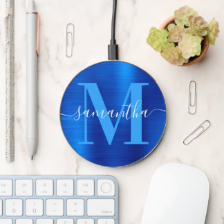 Metallic Royal Blue Signature Monogram Wireless Charger