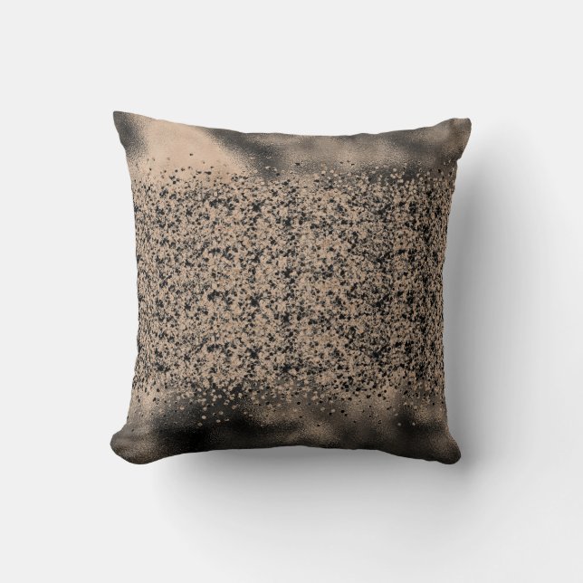 METALLIC SATIN CHAMPAGNE BLACK GLITTER  THROW PILLOW (Front)