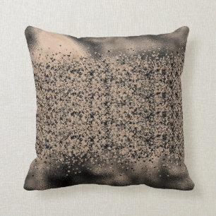 METALLIC SATIN CHAMPAGNE BLACK GLITTER THROW PILLOW