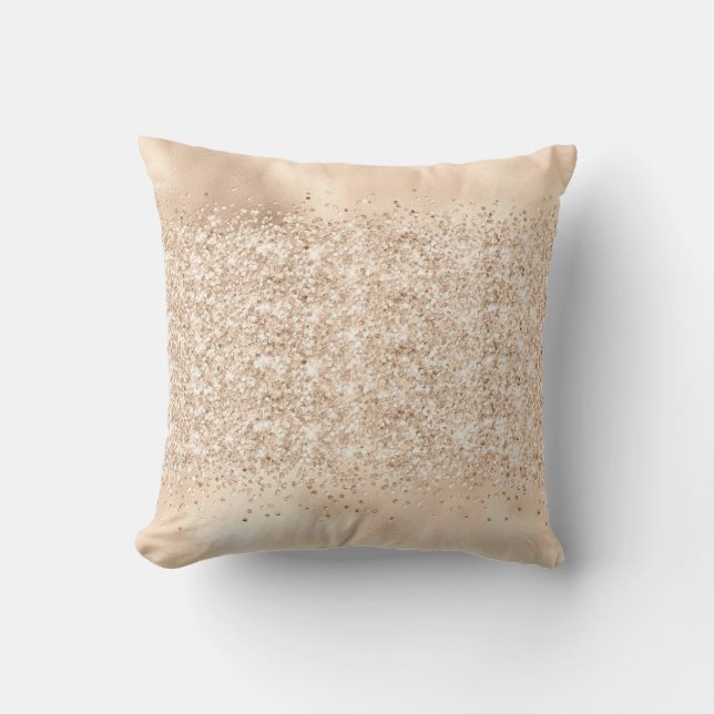 METALLIC SATIN CHAMPAGNE SPARKLE THROW  PILLOW (Front)
