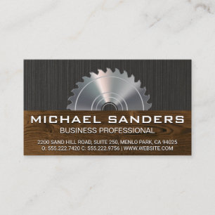 Metallic Saw   Wood Panel Business Card