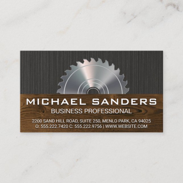 Metallic Saw | Wood Panel Business Card (Front)