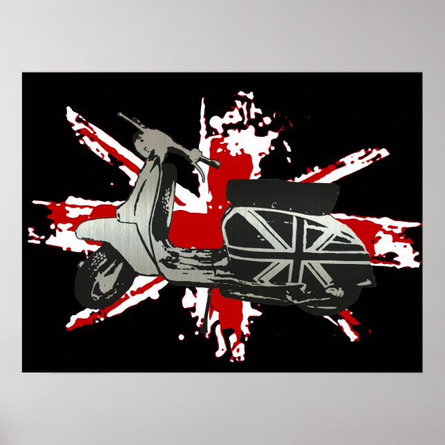 Metallic Scooter on shredded union jack art Poster (Front)