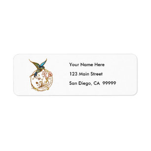 Metallic Scrollwork with Hummingbird & Flowers Label