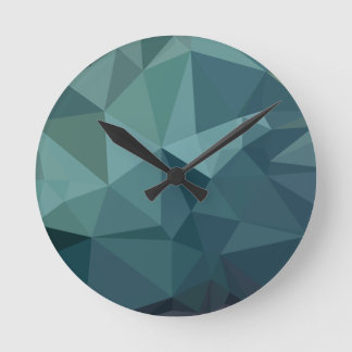 Metallic Seaweed Green Abstract Low Polygon Backgr Round Clock