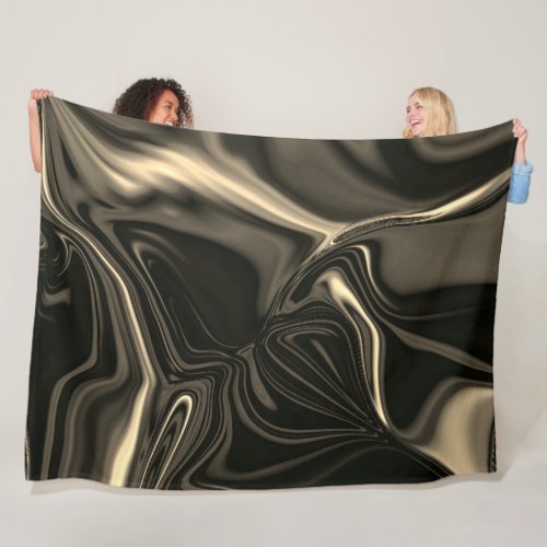 Metallic sepia undulations over dark background fleece blanket