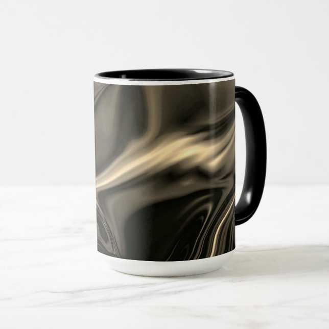 Metallic sepia undulations over dark background mug (Front Right)